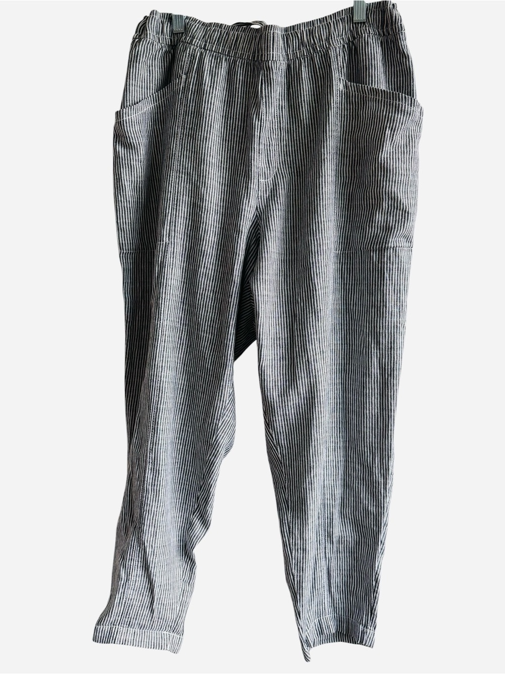 Linen Blend Black & White Stripe Pull-On Pants Old Navy Oversized comfy XL